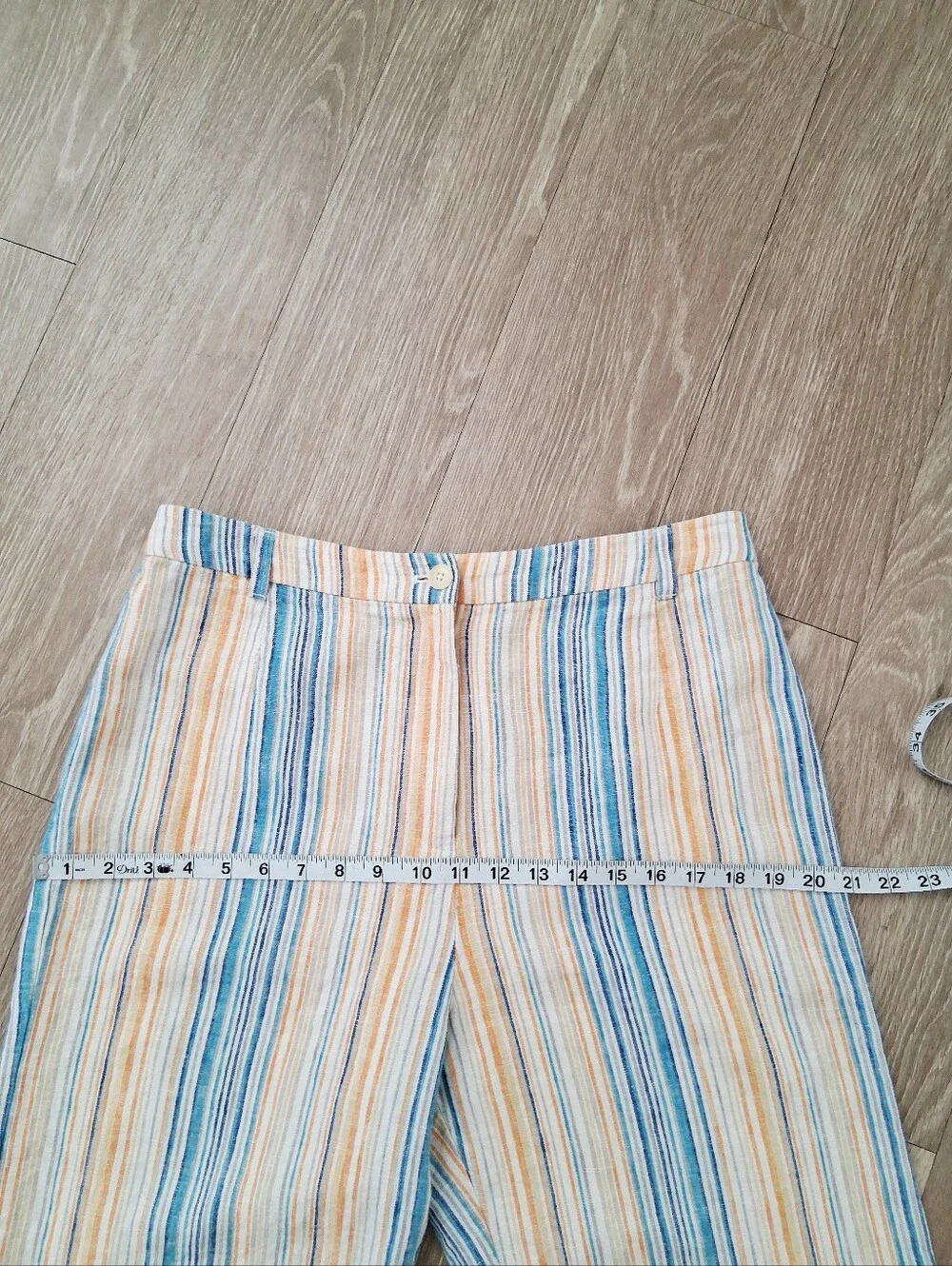 Reformation Tahiti Linen High Rise Wide Leg Crop In Rainbow Pastel Stripe